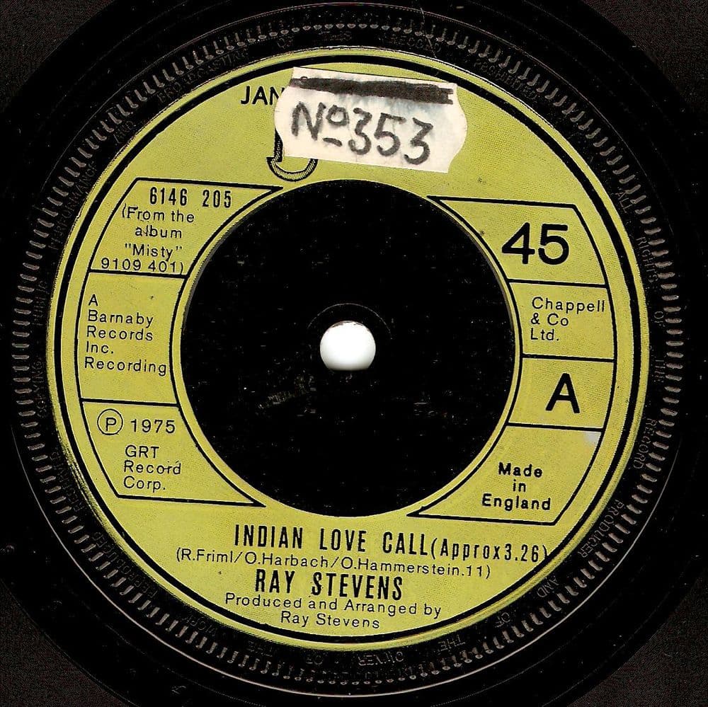RAY STEVENS Indian Love Call Vinyl Record 7 Inch Janus 1975