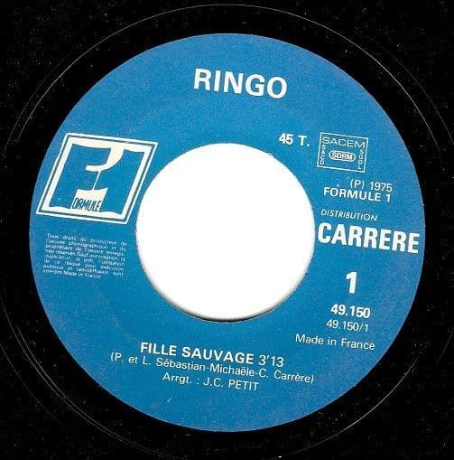 RINGO Fille Sauvage Vinyl Record 7 Inch French Formule 1 1975