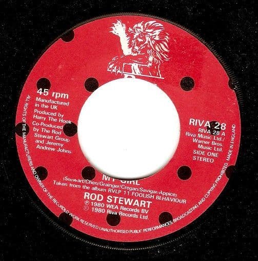 ROD STEWART My Girl Vinyl Record 7 Inch Riva 1980