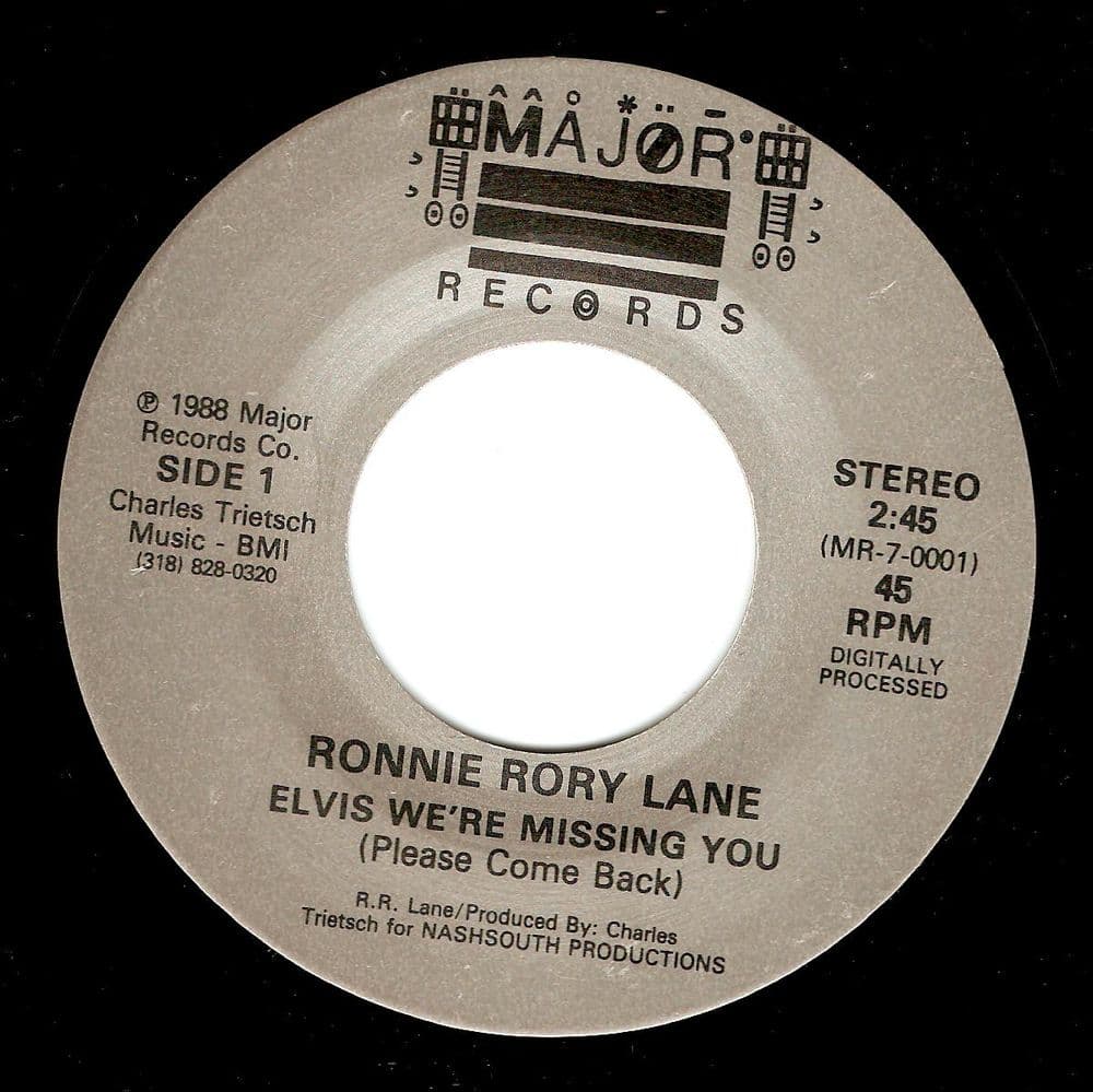 RONNIE RORY LANE Elvis We're Missing You Vinyl Record 7 Inch US Major 1988