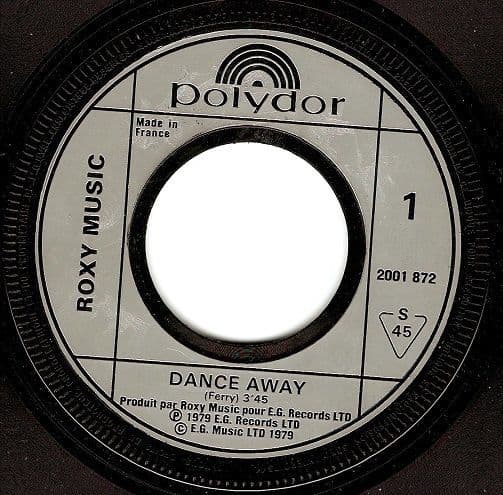 ROXY MUSIC Dance Away Vinyl Record 7 Inch French Polydor 1979