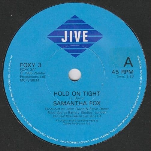 SAMANTHA FOX Hold On Tight Vinyl Record 7 Inch Jive 1986