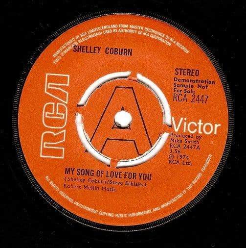 SHELLEY COBURN My Song Of Love For You Vinyl Record 7 inch RCA Victor 1974 Demo