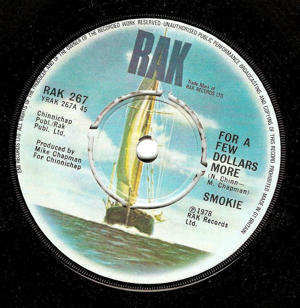 SMOKIE For A Few Dollars More Vinyl Record 7 Inch RAK 1978