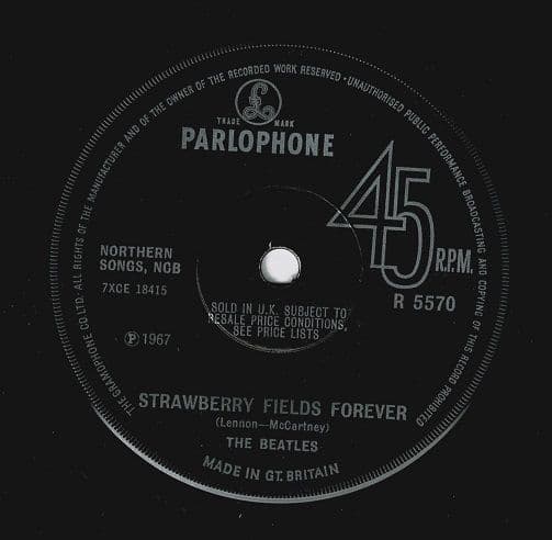 The Beatles Strawberry Fields Forever Vinyl Record 7 Inch Parlophone 1967 The Beatles Strawberry Fields Forever Vinyl Record 7 Inch Parlophone 1967