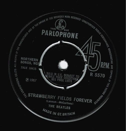 THE BEATLES Strawberry Fields Forever Vinyl Record 7 Inch Parlophone 1967.