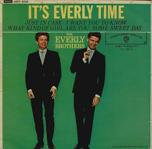 THE EVERLY BROTHERS It's Everly Time EP Vinyl Record 7 Inch Warner Bros. 1962