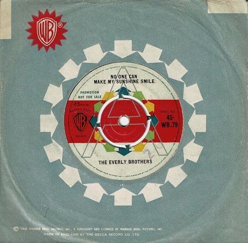 THE EVERLY BROTHERS No One Can Make My Sunshine Smile Vinyl Record 7 Inch Warner Bros. 1962 Promo