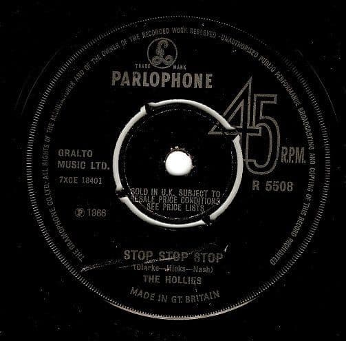 THE HOLLIES Stop Stop Stop Vinyl Record 7 Inch Parlophone 1966