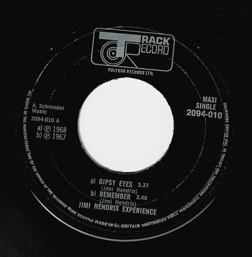 THE JIMI HENDRIX EXPERIENCE Gypsy Eyes EP Vinyl Record 7 Inch Track 1971