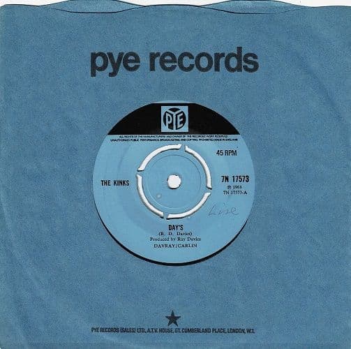 THE KINKS Day's Vinyl Record 7 Inch Pye 1968