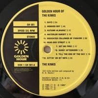 THE KINKS Golden Hour Of The Kinks Vinyl Record LP Golden Hour 1971