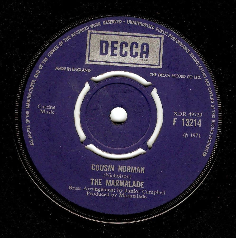 THE MARMALADE Cousin Norman Vinyl Record 7 Inch Decca 1971