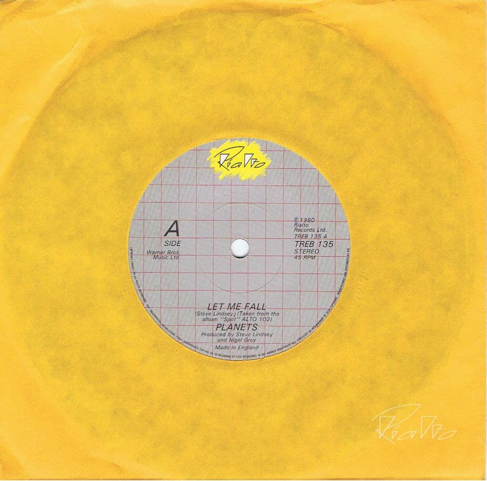 THE PLANETS Let Me Fall Vinyl Record 7 Inch Rialto 1980