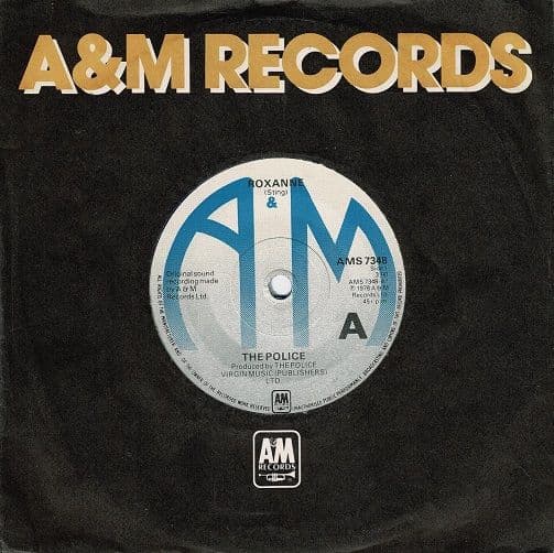 THE POLICE Roxanne Vinyl Record 7 Inch A&M 1979 Blue Vinyl