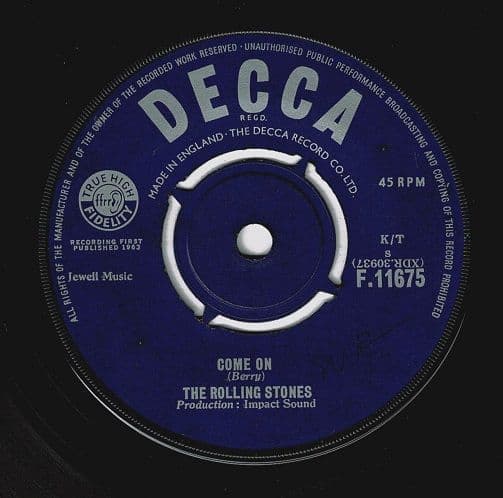 THE ROLLING STONES Come On Vinyl Record 7 Inch Decca 1963.