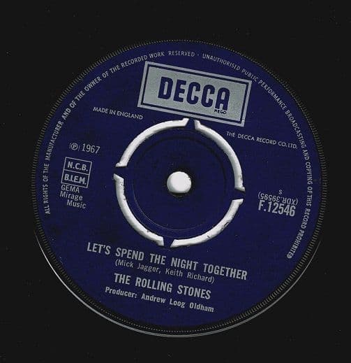 THE ROLLING STONES Let's Spend The Night Together Vinyl Record 7 Inch Decca 1967...