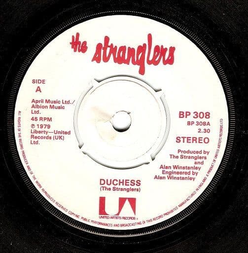 THE STRANGLERS Duchess Vinyl Record 7 Inch United Artists 1979