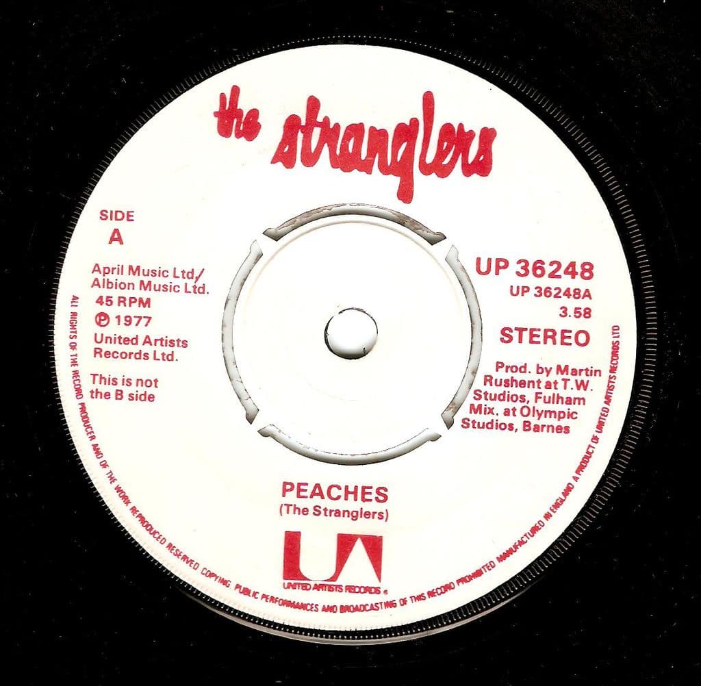THE STRANGLERS Peaches Vinyl Record 7 Inch United Artists 1977