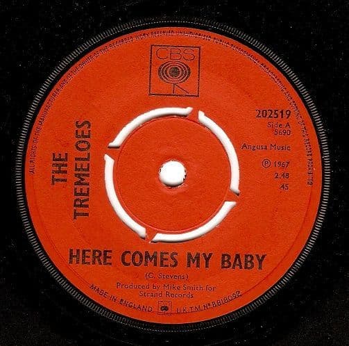 THE TREMELOES Here Comes My Baby Vinyl Record 7 Inch CBS 1967