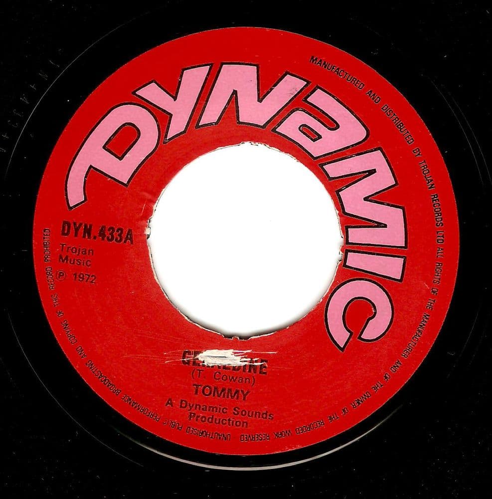 TOMMY COWAN Geraldine Vinyl Record 7 Inch Dynamic 1972