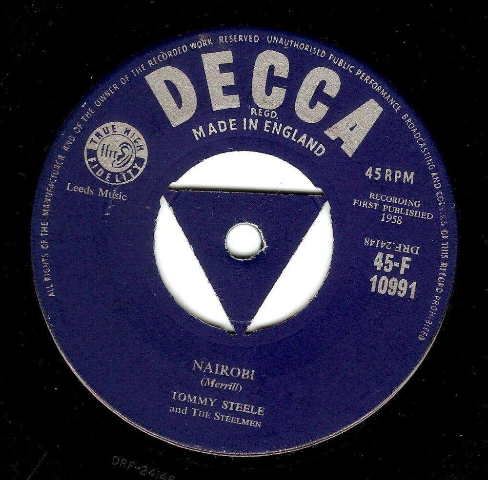 TOMMY STEELE Nairobi Vinyl Record 7 Inch Decca 1958