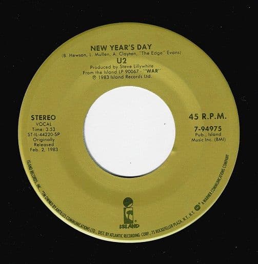 U2 New Year s Day Vinyl Record 7 Inch US Island 1985