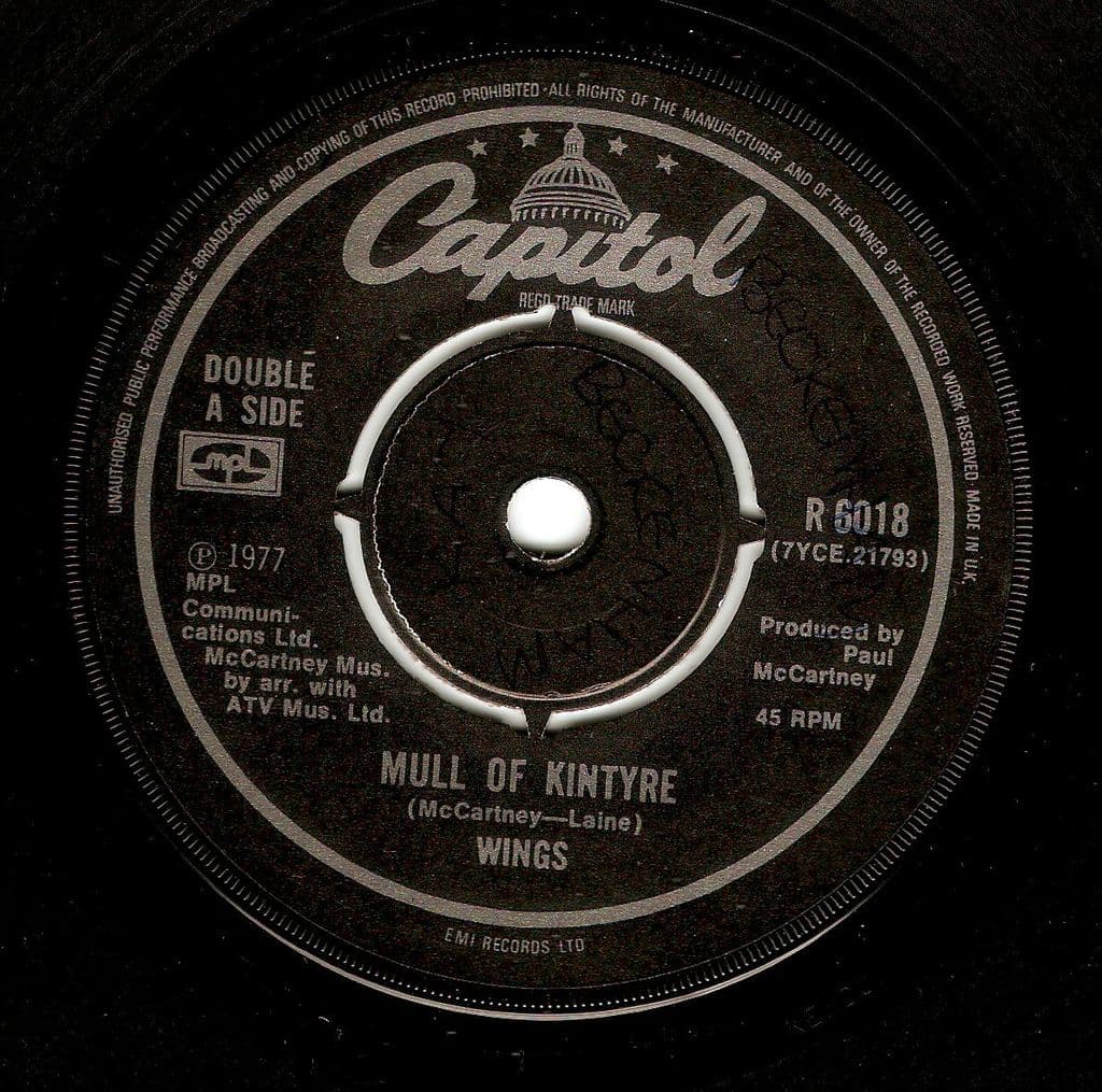 WINGS PAUL McCARTNEY Mull Of Kintyre Vinyl Record 7 Inch Capitol 1977 WINGS PAUL McCARTNEY Mull Of Kintyre Vinyl Record 7 Inch Capitol 1977