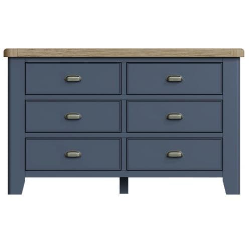 Holmsley Blue Wide 6 Drawer Chest