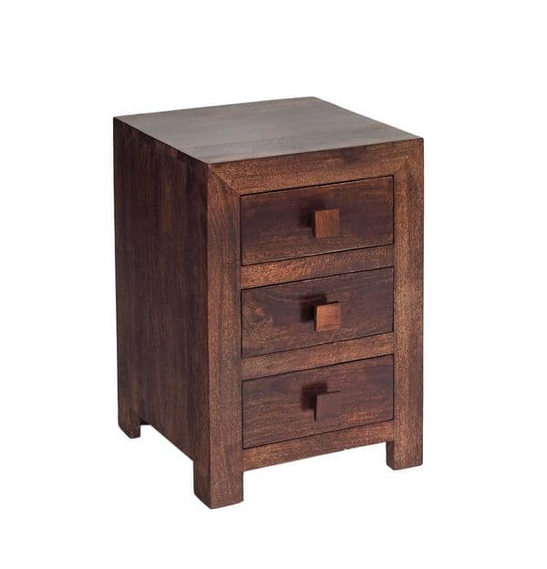 Toko Dark 3 Drawer Lamp Table | Lamp or bedside table with three drawers.