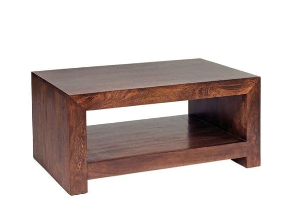 Toko Dark Mango Small Coffee Table  | Small rectangular coffee table with shelf.