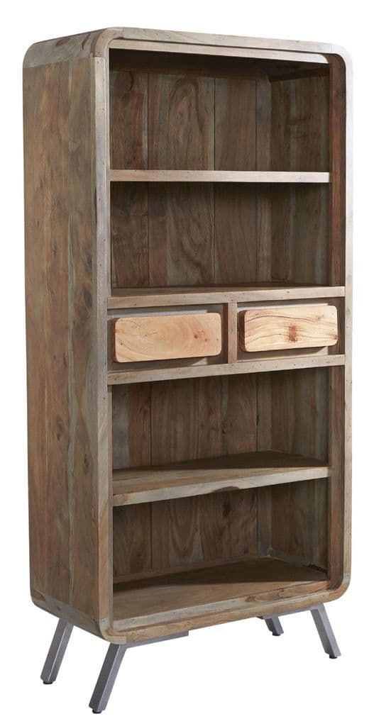 Atlas Large Bookcase | Wide four shelf bookcase with two centre drawers.