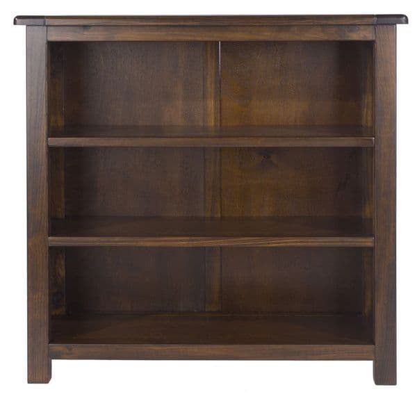 Boston Dark Pine Low Bookcase with Two Adjustable Shelves