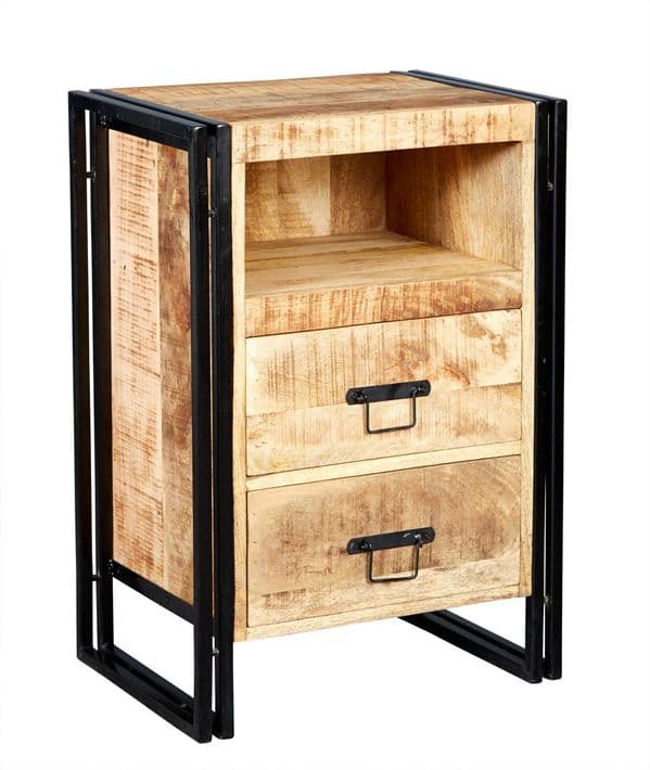 Cosmopolitan 2 Drawer Side Table /Chest | Lamp or side table with two drawers and open shelf.