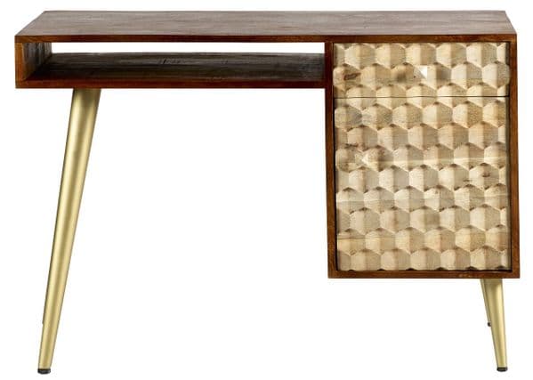 Edisa Single Pedestal Desk | Single pedestal desk with shelf, cupboard and drawer with metal legs.