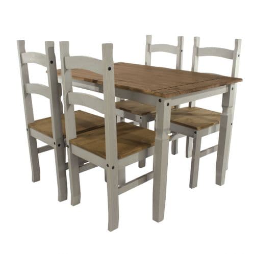 Premium Corona Grey Wash Pine Dining Table and Chair Sets