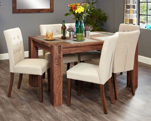 Mayan Walnut Small Dining Table and Chair Sets