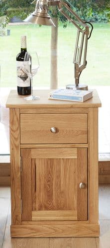 Mobel Oak 1 Door Lamp Table with Drawer