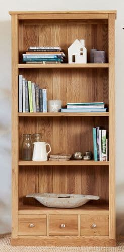 Mobel Oak Large Bookcase with Drawers