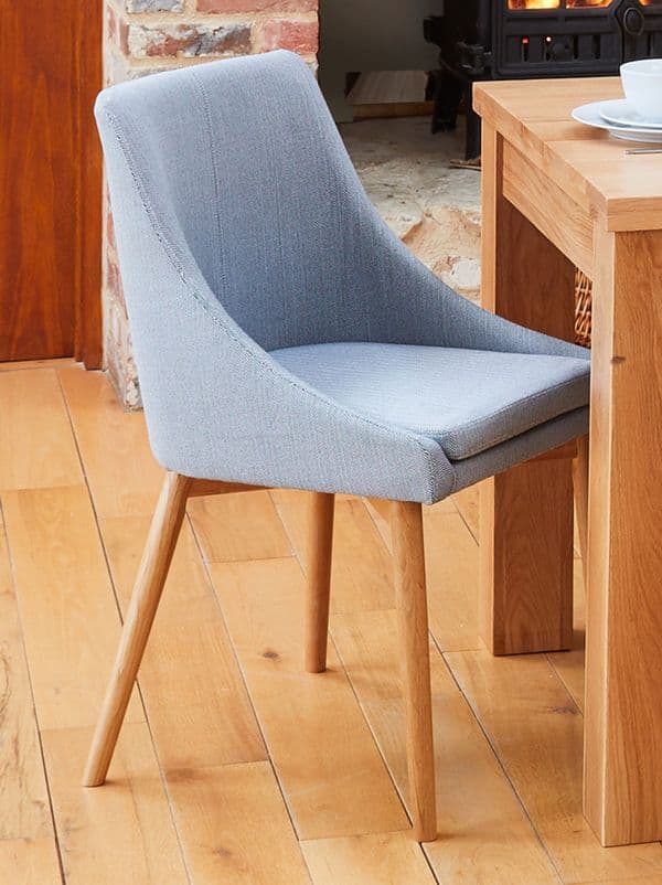 Pair Of Oak And Upholstered Dining Chairs Available In Two Shades Of Grey