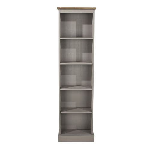 Premium Corona Grey Wash Tall Narrow Bookcase