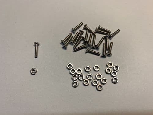 M2-10mm S/Steel countersunk hex bolts & nuts - pack of 20
