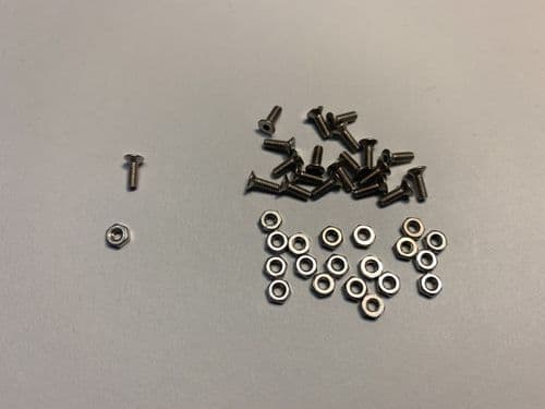 M2-6mm S/Steel countersunk hex bolts & nuts - pack of 20