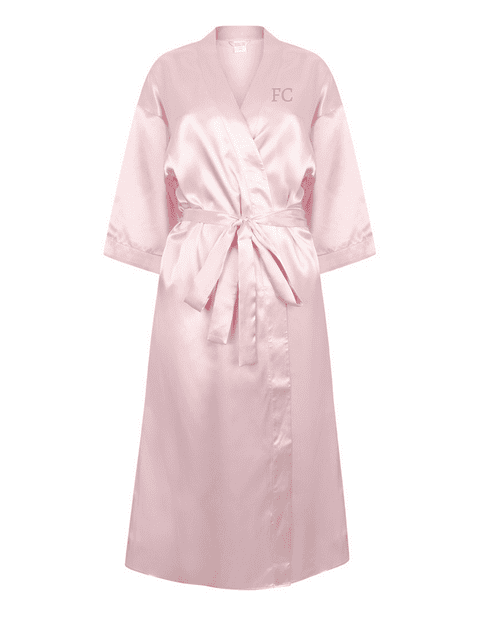 Personalised pink satin robe