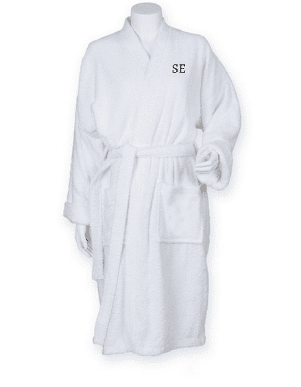 Personalosed white kimono toweling robe