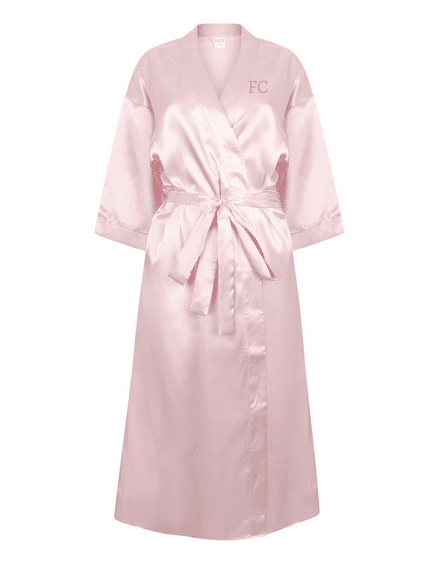 Pink satin robe