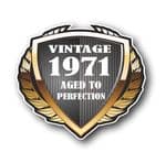 1971 Year Dated Vintage Shield Retro Vinyl Car Motorcycle Cafe Racer Helmet Car Sticker 100x90mm