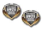 2 pcs of 1971 Year Dated Vintage Shield Retro Vinyl Car Motorcycle Cafe Racer Helmet Sticker 55x50mm