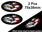 2pcs Fade To Black OVAL Design &  American Eagle with US Flag Vinyl Car sticker decal 75x38mm