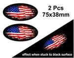 2pcs Fade To Black OVAL Design & American Stars & Stripes US Flag Vinyl Car sticker decal 75x38mm